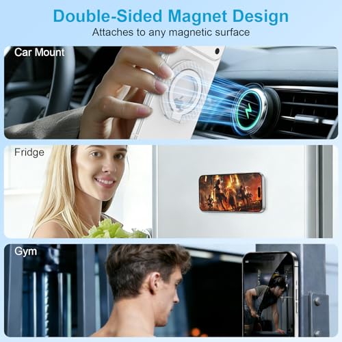 Magnetic Phone Grip, MagSafe Phone Ring Holder Two-Sided Magnet Kickstand - color: silver