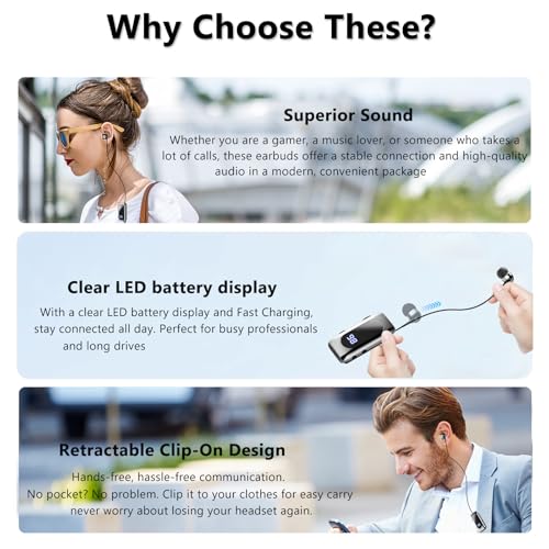 Wireless Headset Wireless Headphones Handsfree Call Wireless Earpiece Noise Cancellation Earbud Earphones Mic Compatible with Cell Phones Car Driver Trucker Business Office (Silver) - color: Silver