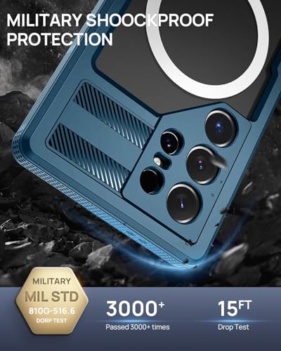Lanhiem Magnetic for Samsung Galaxy S25 Ultra Case, IP68 Waterproof Dustproof Case, [Compatible with Magsafe] [Built-in Lens & Screen Protector] Full Body Shockproof Rugged Phone Cover 6.9 inch, Blue - size: for Galaxy S25 Ultra