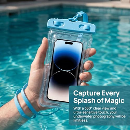 Waterproof Phone Pouch Case-[2 Pack][Easy Lock & Heavy Duty] IPX8 Water Proof Cell Phone Dry Bag for Beach,Swim Protector for iPhone 17 16 15 14 13 12 11 Pro Max Plus, Galaxy S25,7.2",Blue and Pink