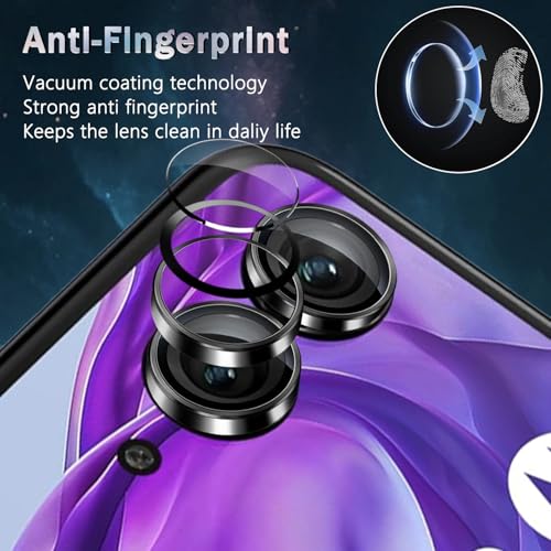 1 Pack Camera Lens Frame for Motorola Razr 2025, 9H Glass Screen Protector Anti-Scratch, Tempered Glass Metal Individual Camera Cover Accessories for Motorola Razr 2025,Black