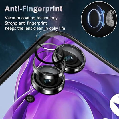 1 Pack Camera Lens Frame for Motorola Razr 2025, 9H Glass Screen Protector Anti-Scratch, Tempered Glass Metal Individual Camera Cover Accessories for Motorola Razr 2025,Black