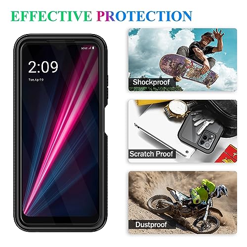 Compatible with T-Mobile Revvl 6 Pro 5G Case, Built in Screen Protector Full Body Shockproof Slim Fit Bumper Protective Phone Cover for T-Mobile Revvl 6X Pro 5G Men Women-Black/Clear - size: T-Mobile Revvl 6 Pro