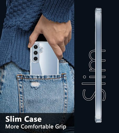 FNTCASE for Samsung Galaxy A35-5G Case: Clear Protective Phone Cases Slim Transparent Anti Yellowing Cover Rugged Shockproof Military Grade Drop Protection Tough Sturdy 6.6 Inch Clear - color: Clear