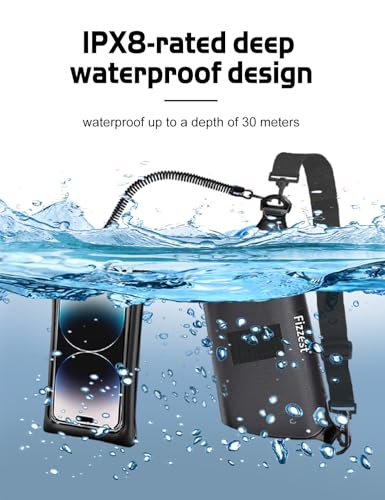 Fizzest Cell Phone Waterproof Protector Pouch for Swimming Floating，Beach Vacation Essentials,Fanny Packs for Women and Men，Phone Bag Case，Compatible with iPhone Black