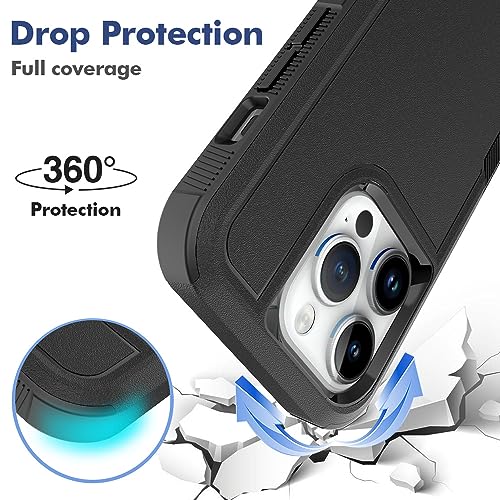 Heavy‑Duty Rugged Anti‑Drop Shockproof Protective Phone Case for iPhone 15 Pro, Durable Protective Shell, Black - color: Black, size: iPhone 15 Pro