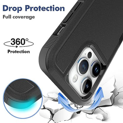 Heavy‑Duty Rugged Anti‑Drop Shockproof Protective Phone Case for iPhone 15 Pro, Durable Protective Shell, Black - color: Black, size: iPhone 15 Pro
