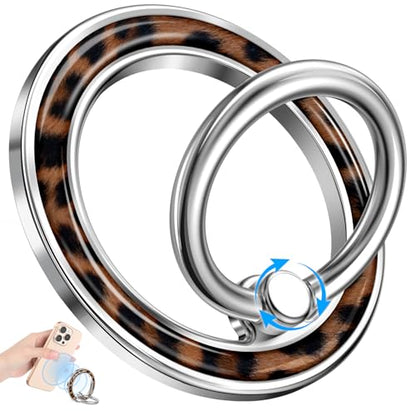 Magnetic Phone Ring Holder, Cute Magnetic Phone Grip, Leopard - color: Leopard