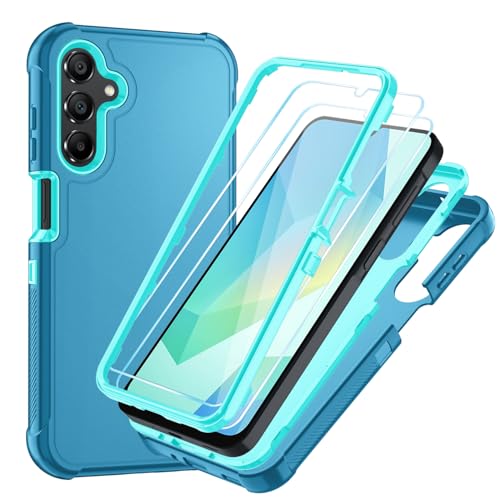 for Samsung Galaxy A16 5G Case : 3-Layer Shockproof Phone Cover with HD Screen Protector,Hybrid Protective Military-Grade Protection for Galaxy A16 5G Phone Case (Bluish Blue/Green) - color: Bluish Blue/Green