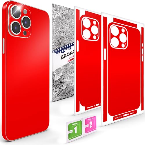 2Pcs Skin Wrap Compatible for iPhone 15 Pro – Slim Decal Vinyl Protective Film for Sides & Back – Sleek Fit, Premium Look – Compatible with All iPhone 15 Pro Cases - Red - color: Red