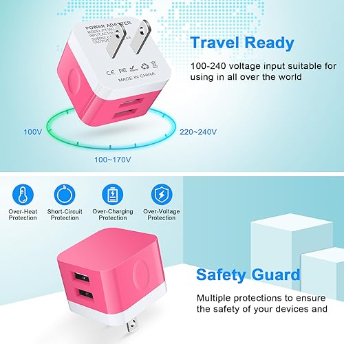 USB Wall Charger for Samsung Flip 7 Phone Fast Charging for Samsung Galaxy Z Flip7 6 5 4/Z Fold7 6 5/A17 A16 5G A56 A36 A26 S25 Ultra,USB Power Block for iPhone 16e 16 15 14 13 12 Pro Max,Pixel 10 - color: Rose Red