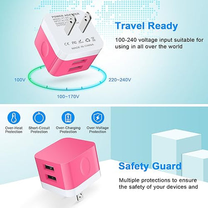 USB Wall Charger for Samsung Flip 7 Phone Fast Charging for Samsung Galaxy Z Flip7 6 5 4/Z Fold7 6 5/A17 A16 5G A56 A36 A26 S25 Ultra,USB Power Block for iPhone 16e 16 15 14 13 12 Pro Max,Pixel 10 - color: Rose Red