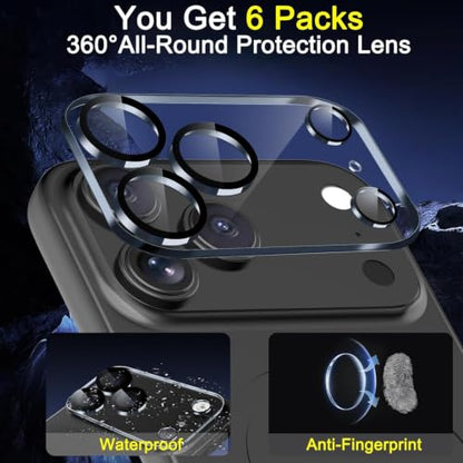 Ferilinso 6 Pack Camera Lens Protector for iPhone 17 Pro, Tempered Glass | 9H+ Hardness, Military-Grade Shatterproof Camera Cover, Case Friendly, HD, Anti-Scratch, No Flash Glare for Night Shooting - size: 6.3 inches