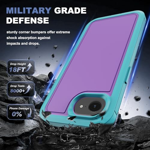 for iPhone 17e Case & iPhone 16e Case, Military-Grade Drop Protection Dual-Layer Rugged Shell with Screen Protector, Full-Body Non-Slip Shockproof Heavy Duty Protective Bumper Phone Cover (Purple) - color: Purple