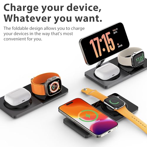PETINO 3 in 1 Wireless Charging Station for Apple Devices with MagSafe - color: Black