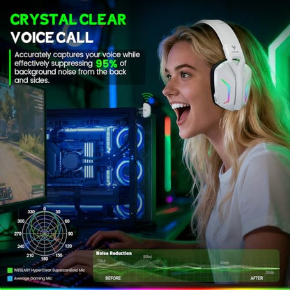 WESEARY Wireless Gaming Headset for Xbox Series X|S, 2.4GHz Ultra-Low Latency Headset with Noise Cancelling Mic for PC, PS5, PS4, Switch, Mac, 3D Surround Sound, Bluetooth 5.4, 50H Battery