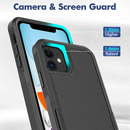 Heavy‑Duty Rugged Anti‑Drop Shockproof Protective Phone Case for iPhone 11, Durable Protective Shell, Black - color: Black, size: iPhone 11