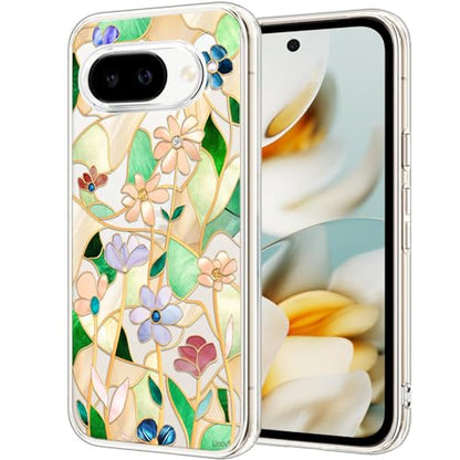 Unov for Pixel 10a Case, Clear with Design, Slim Fit Good Grip, Embossed Phone Case, Shockproof Protective Cover, Raised Camera Protection, Soft TPU, Stained Glass Flower - color: Stained Glass Flower