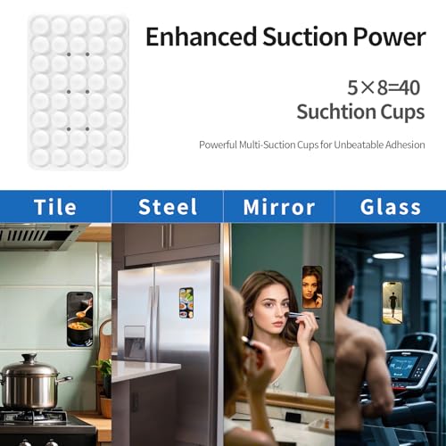 Silicone Suction Phone Case Adhesive Mount, Hands-Free Strong Grip Holder for Selfies, Silicon Adhesive Stand Sticky for Cell Phone (White) - color: White