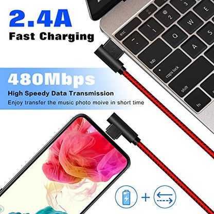 APFEN 90 Degree [3-Pack] 10FT/3M Heavy Duty iPhone Gaming Charger Cable Compatible with iPhone Xs Max/XS/XR/7/7Plus/X/8/8Plus/6S/6S Plus/SE (Black Red, 10FT) - color: Black