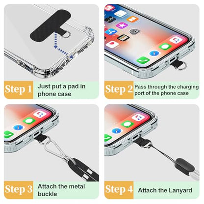 SHANSHUI Phone Lanyard, 2 Pack Adjuatble Wrist Straps Crossbody Nylon Cell Phone Leash and 2 Pack Tether Pads Compatible with iPhone & All Smartphones in Full Cover Cases - color: Grayx2+Black