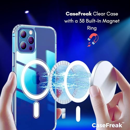 i12pm Bundle Clear Case & Screen Protector, Mag-Safe Compatible with Magnetic Built, Shockproof Full Body Protection, Drop Proof, Non-Yellowing, Anti Fingerprint for iPhone 12 Pro Max (6.5")