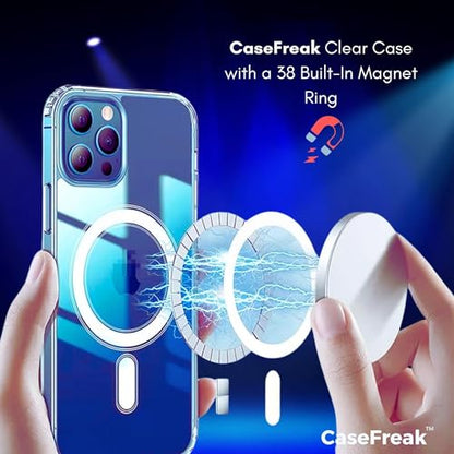 i12pm Bundle Clear Case & Screen Protector, Mag-Safe Compatible with Magnetic Built, Shockproof Full Body Protection, Drop Proof, Non-Yellowing, Anti Fingerprint for iPhone 12 Pro Max (6.5")