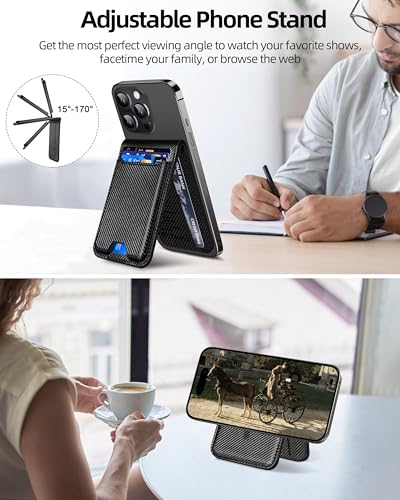 ExtreLife for Magsafe Wallet, Works with Apple Find My, 6 Cards Holder - color: Black Carbon Fiber