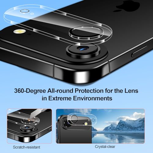 QHOHQ [1-Second Auto-Install] 3 Pack Screen Protector for iPhone Air + 3 Pack Camera Lens Protector, 9H+ Shatterproof Tempered Glass for iPhone 17 Air, [12FT Military Grade Protection], Case Friendly - size: iPhone Air 6.5 Inch