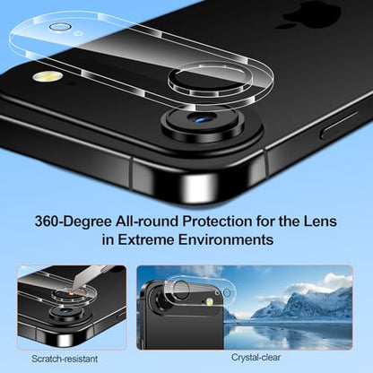 QHOHQ [1-Second Auto-Install] 3 Pack Screen Protector for iPhone Air + 3 Pack Camera Lens Protector, 9H+ Shatterproof Tempered Glass for iPhone 17 Air, [12FT Military Grade Protection], Case Friendly - size: iPhone Air 6.5 Inch