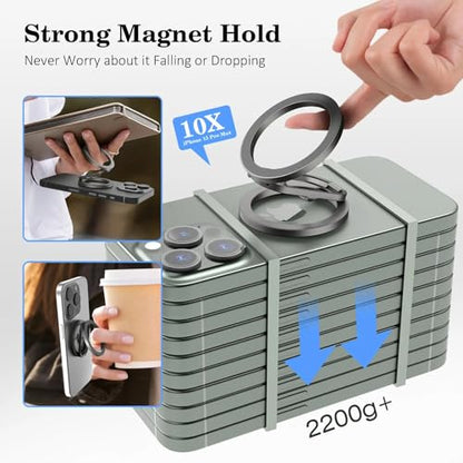 Gym Magnetic Phone Holder - Black-Gray, Dual Magnet, Strong Grip, 360° Rotation, Attach to Metal Surfaces, Compatible with iPhone 16/15/14/13/12, Samsung, MagSafe Case & All Smartphones - color: Black-Grey