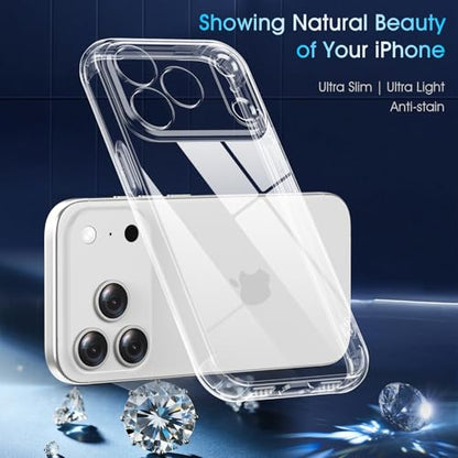 Soft TPU Clear Case for iPhone 17 Pro 6.3 inch | Not-Yellowing，Military Drop Protection，Shockproof Transparent Silicone Case, Ultra Slim & Thin，Camera Protection,Clear - size: for iPhone 17 Pro