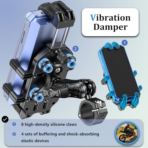 LOKTENWO Motorcycle Phone Mount with Vibration Dampener & Secure Lock
