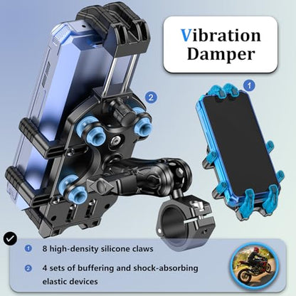 LOKTENWO Motorcycle Phone Mount with Vibration Dampener & Secure Lock