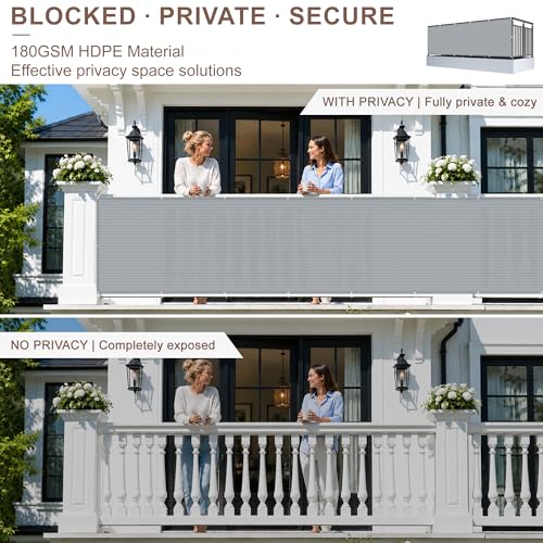 SUNNY GUARD 3' x 10' Balcony Privacy Screen, HDPE Patio Railing Cover Fence - color: Light Gray, size: 0 3' x 1 0'