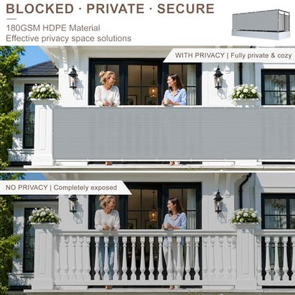 SUNNY GUARD 3' x 10' Balcony Privacy Screen, HDPE Patio Railing Cover Fence - color: Light Gray, size: 0 3' x 1 0'