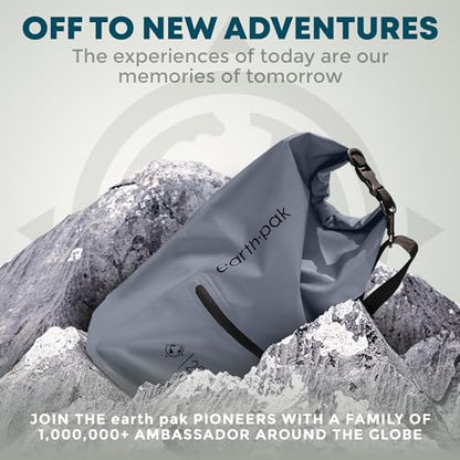 Earth Pak Waterproof Dry Bag with Zippered Pocket - Waterproof Dry Bag Backpack Keeps Gear Dry - color: Gray, size: 20L