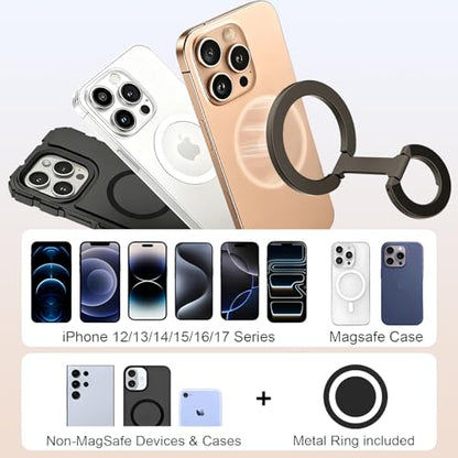 Magnetic Phone Ring Grip for MagSafe Compatible with iPhone Samsung (Grey) - color: Grey