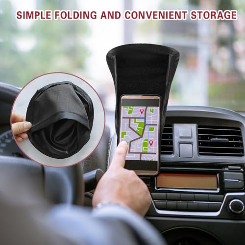 Car Mobile Phone Sunshade, Auto Portable Foldable Smartphone Umbrella Cover - color: Black