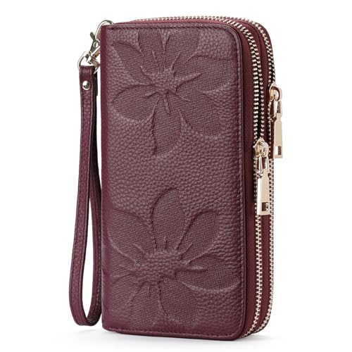 GOIACII Women's Wallet RFID Blocking Leather Wristlet - color: A03 Purple