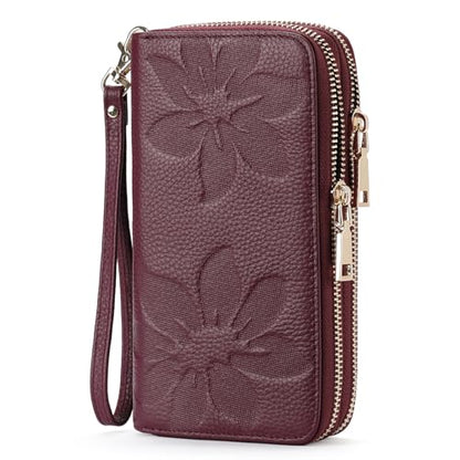 GOIACII Women's Wallet RFID Blocking Leather Wristlet - color: A03 Purple