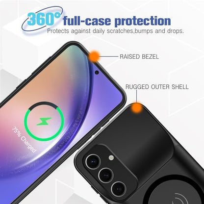 Battery Case for Galaxy A54, 12000mAh High Capacity Smart Portable Charger Case with Wireless Charging, Compatible with Galaxy A54 (6.4inch) - Black - size: Galaxy A54
