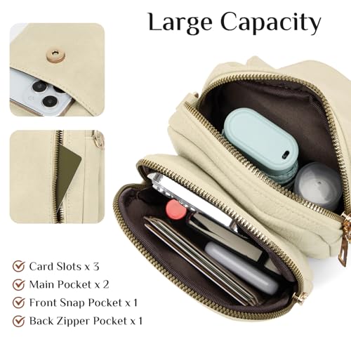 Fashion Small Crossbody Bags for Women Trendy Designer Cell Phone Purses | Adjustable Straps,with Card Holder,Detachable Wristlet Strap,small Cross Body Bag for Woman,Mini Bags,Travel Purse,Work,Gym - color: Beige