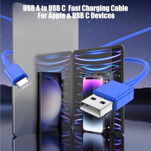 3-Pack Blue [3.3FT+3.3FT+6FT] USB A to USB C Cable, Compatible with iPhone 15/16, iPad, Samsung, MacBook, PS5 and More, Fast Charging, Carplay Cable - color: Blue, size: 6FT+3.3FT+3.3FT