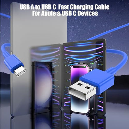 3-Pack Blue [3.3FT+3.3FT+6FT] USB A to USB C Cable, Compatible with iPhone 15/16, iPad, Samsung, MacBook, PS5 and More, Fast Charging, Carplay Cable - color: Blue, size: 6FT+3.3FT+3.3FT