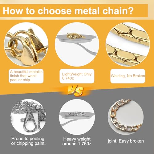 Shimmering Gold Phone Charm Strap, Metal Chain Wristlet with 2 Tether Tabs for iPhone Case, Anti-Theft Hands-Free, Women & Girls Travel Party Accessory