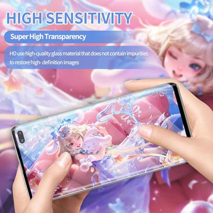 3 Pack Curved Tempered Glass Screen Protector Applicable for Samsung Galaxy S10plus 6.4-Inch, Support Fingerprint ID Friendly Tempered Glass Screen Protective, HD Clear Scratch Resistant Suitable - color: S10PLUS
