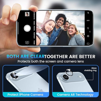 Fotbor Compatible for 3 Pack iPhone Air Screen Protector With 1 Set Camera Lens Protector, 2025 Upgrade 9H+ Premium Tempered Glass 17air, Easy Installation Kits, 6.5 inch - size: iPhone Air-6.5 inch
