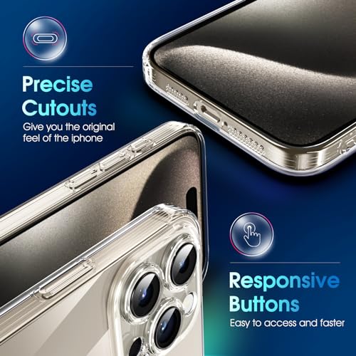 Supdeal Crystal Clear Case for iPhone 15 Pro Max, [Not Yellowing] [Camera Protection] [Military Grade Drop Tested] Transparent Shockproof Protective Soft Silicone Slim Cover, 6.7 inch, Transparent - color: Transparent, size: iPhone 15 Pro Max