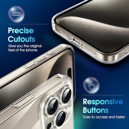 Supdeal Crystal Clear Case for iPhone 15 Pro Max, [Not Yellowing] [Camera Protection] [Military Grade Drop Tested] Transparent Shockproof Protective Soft Silicone Slim Cover, 6.7 inch, Transparent - color: Transparent, size: iPhone 15 Pro Max